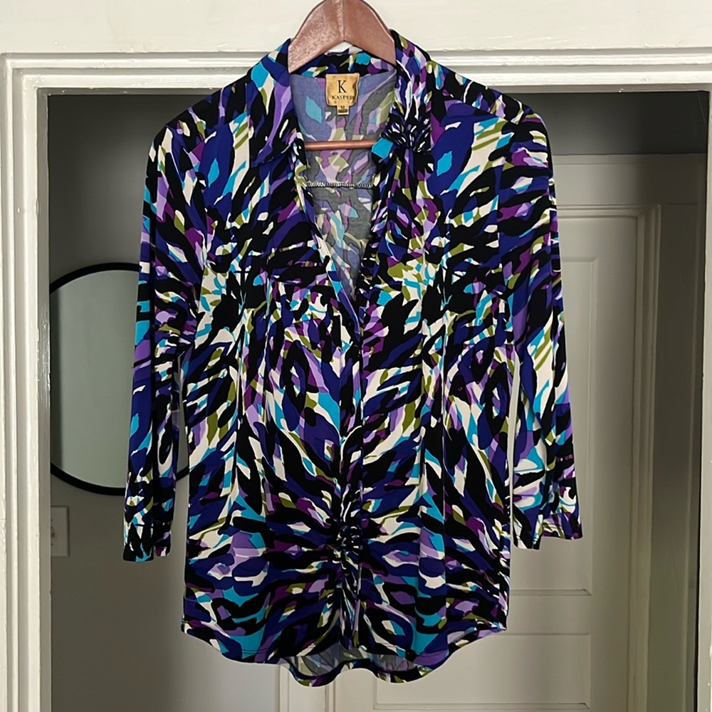 Vintage Collared Shirt, Vibrant Purple, 3/4 sleeves, button up
